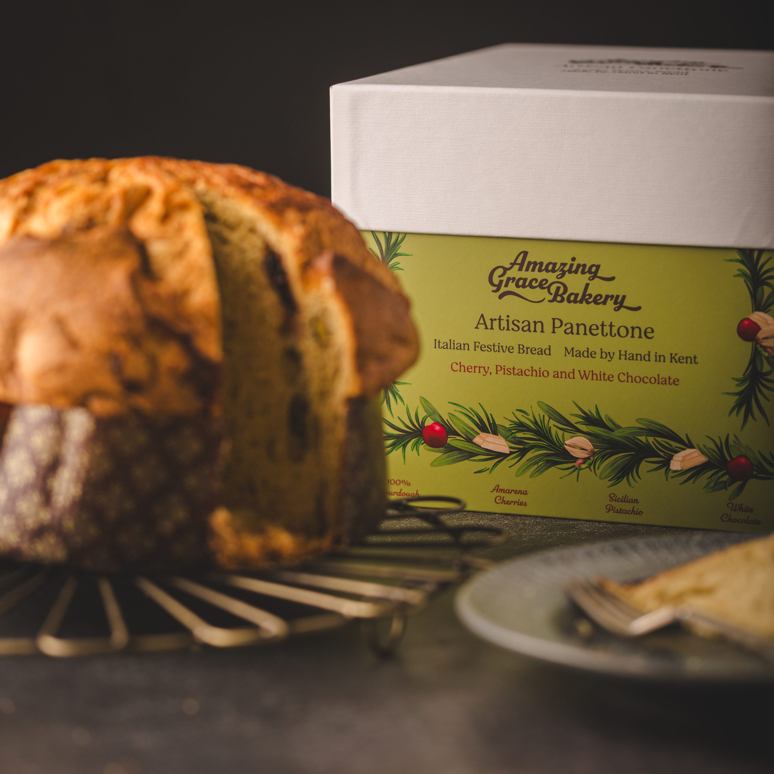Artisan Pistachio, Cherry & White Chocolate Panettone